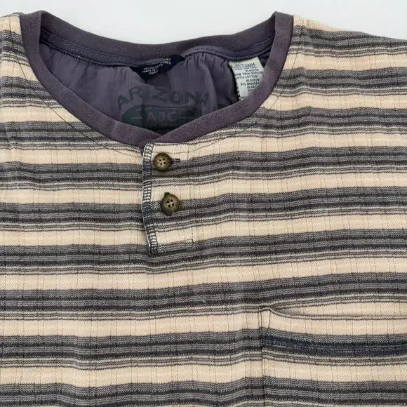 Arizona Jean Co. Men's XLT Striped Henley Shirt‎ - Beige - Picture 3 of 7